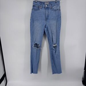 Madewell The Perfect Vintage Jean Light Wash Distressed Ripped Frayed Hem 25x28